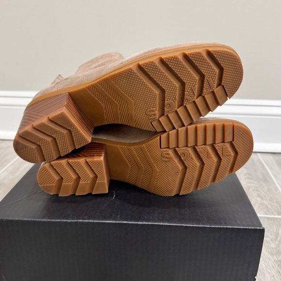 Sorel Cate Cut Out Ankle Boots Block Heel Suede - Picture 5 of 6